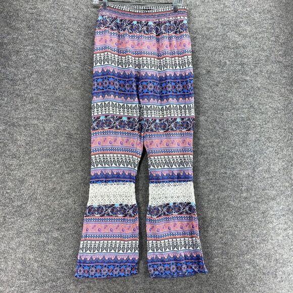 Joe B Pants Women XL Blue Striped High Rise Flat Front Flared Pull On Chino - Picture 1 of 7